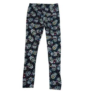 South Main Sugar Skulls Leggings Women's Size Large‎ Day of the Dead Stretch